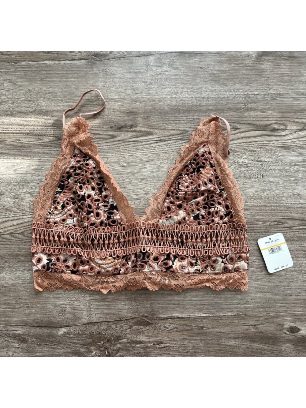 Free People Emma Soft Bralette Top Womens Small Pink Black Smocked Back NWT‎